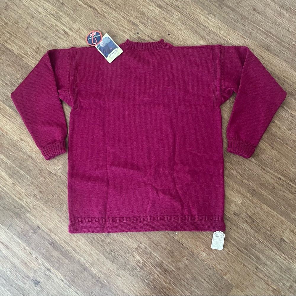 NWT LeTricoteur 100% wool TRADITIONAL GUERNSEY JUMPER, Sz L/XL